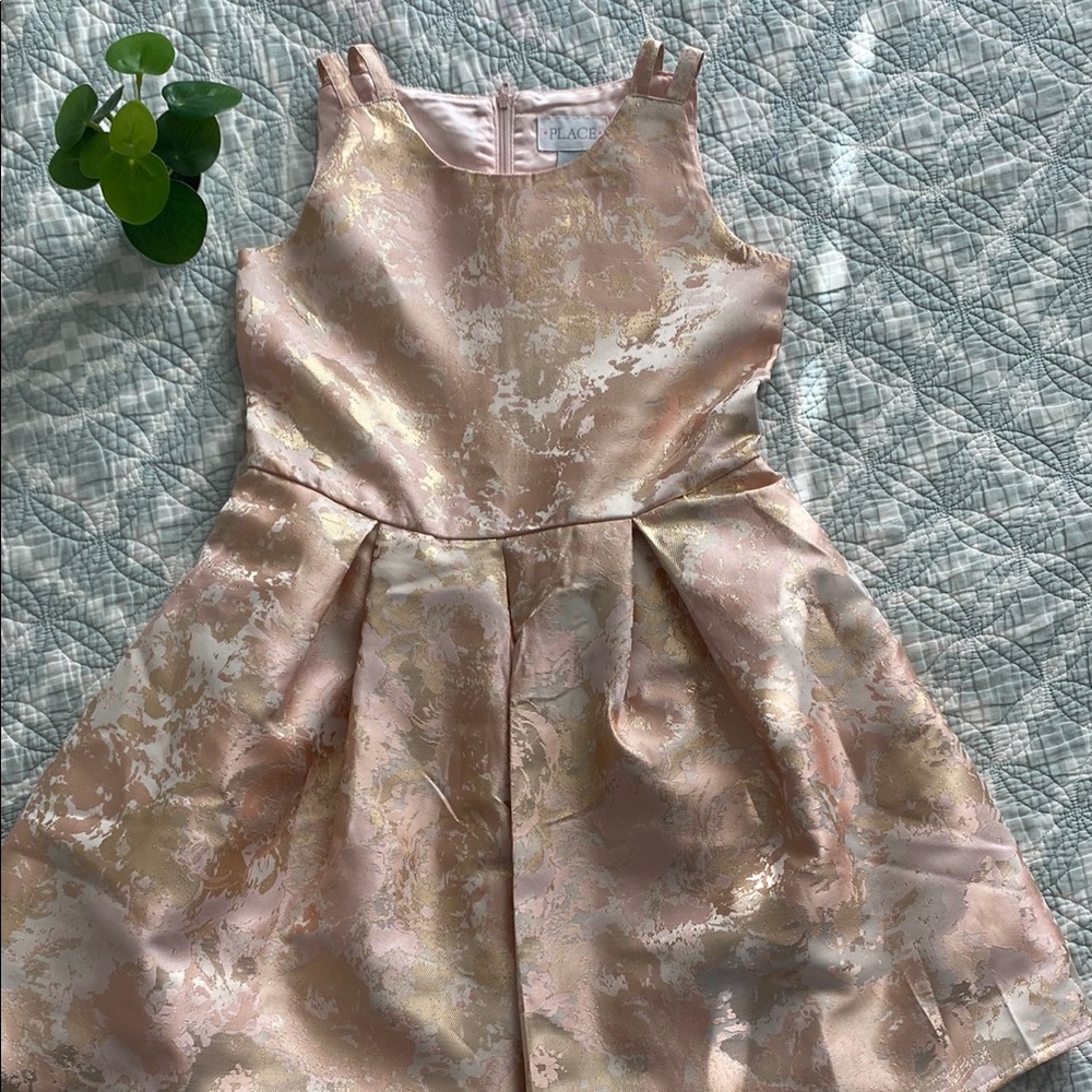 Girls Pink and Gold Party Dress